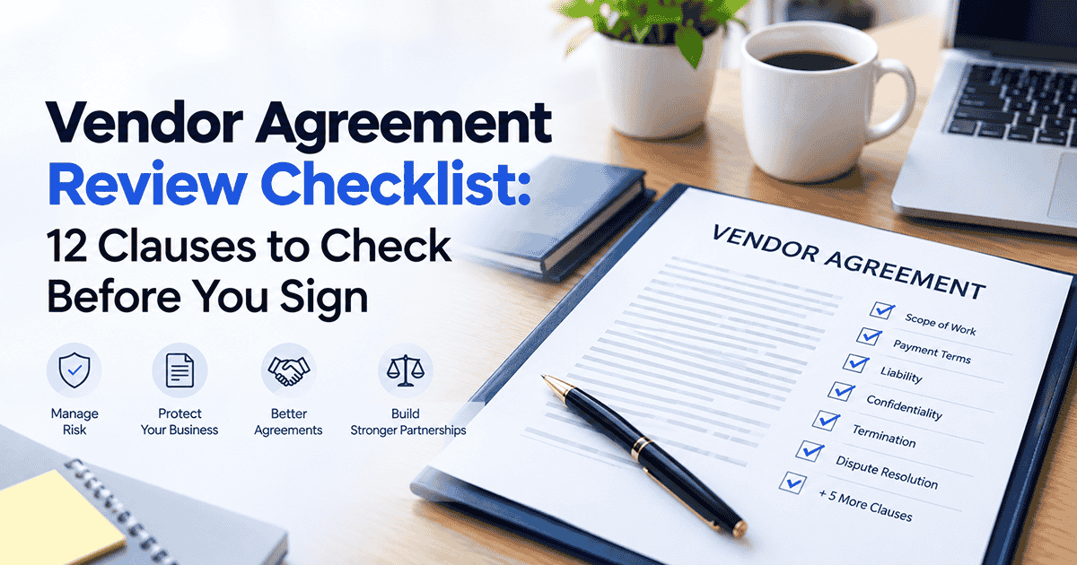 vendor agreement review checklist - Vendor Agreement Review Checklist: 12 Clauses to Check
